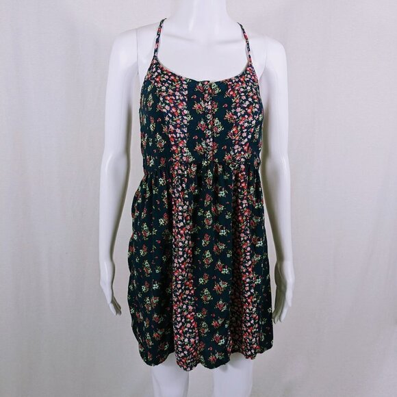 Abercrombie & Fitch Womens Size S Sundress Navy Blue w/Pink Floral - Picture 1 of 5